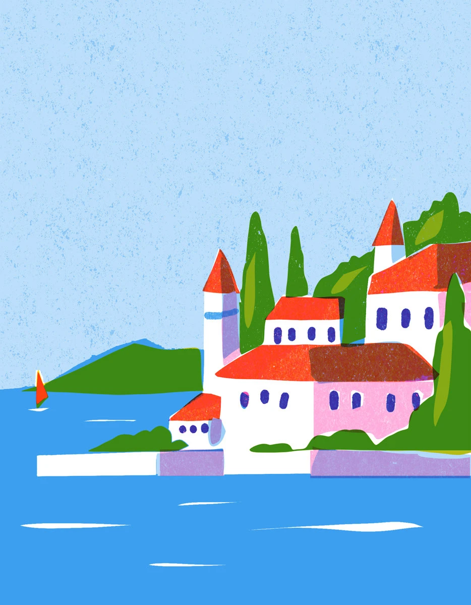 Italian food risograph ILLUSTRATION  italian illustrator Limited Color Palette retro illustration style vintage postcard Retro food illustration Digital Art 