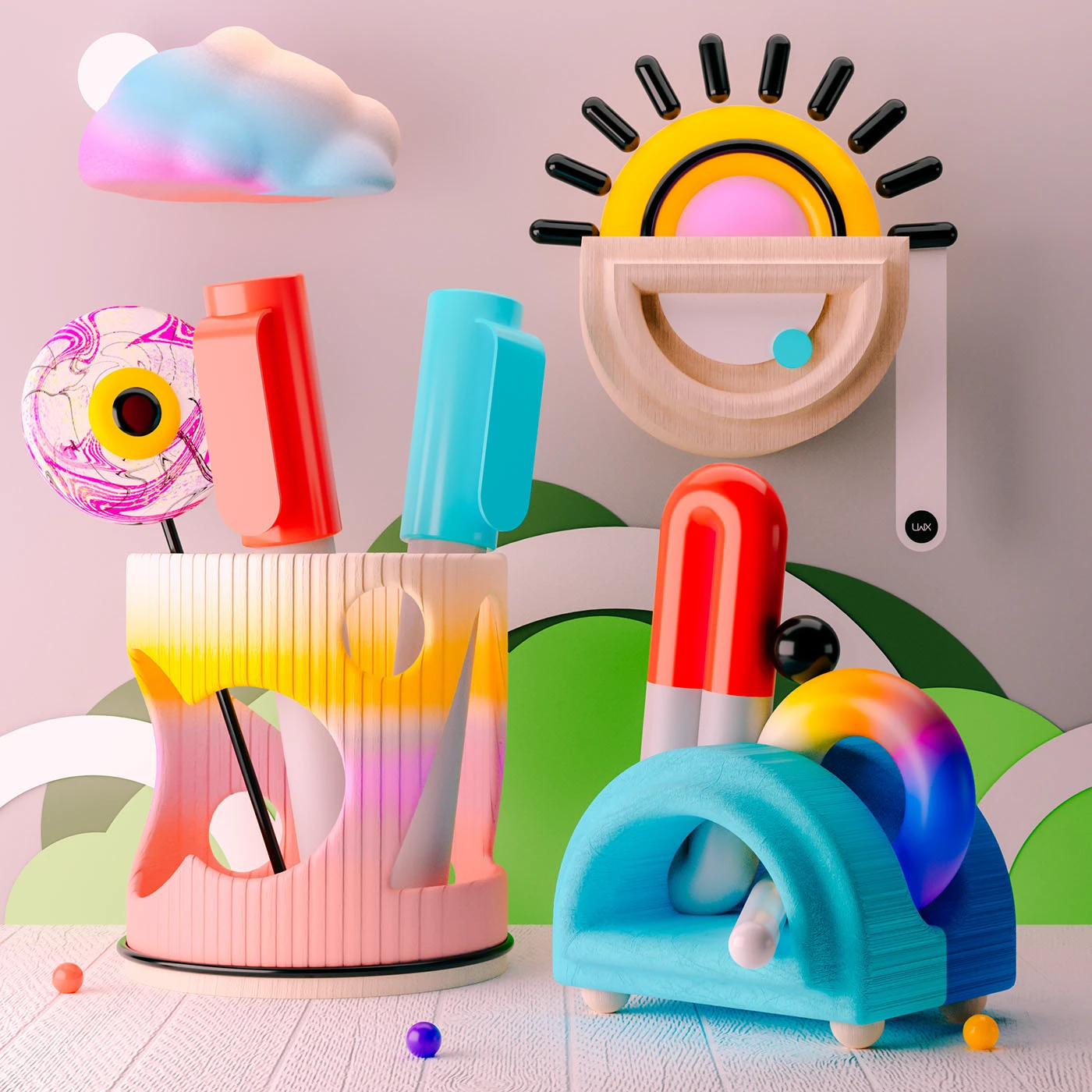 3D lettering numbers 3D typography colorful vibrant abstract 3d sculpting lighting ILLUSTRATION  composition