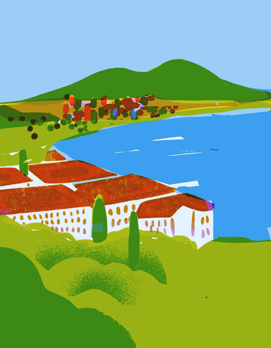 Italian food risograph ILLUSTRATION  italian illustrator Limited Color Palette retro illustration style vintage postcard Retro food illustration Digital Art 