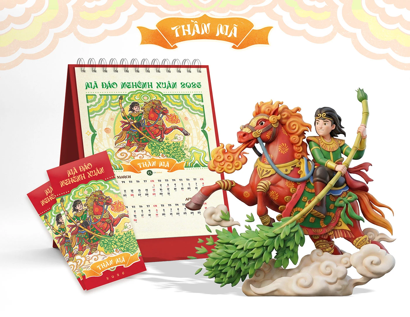 ILLUSTRATION Digital Art calendar house design dân gian Hàng Trống Ngựa tet key visual