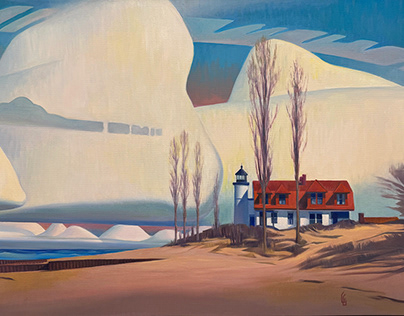 Pixel Weather Oil Paintings of Lake Michigan Beaches