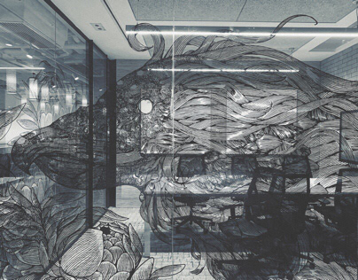 DBS BANK office mural