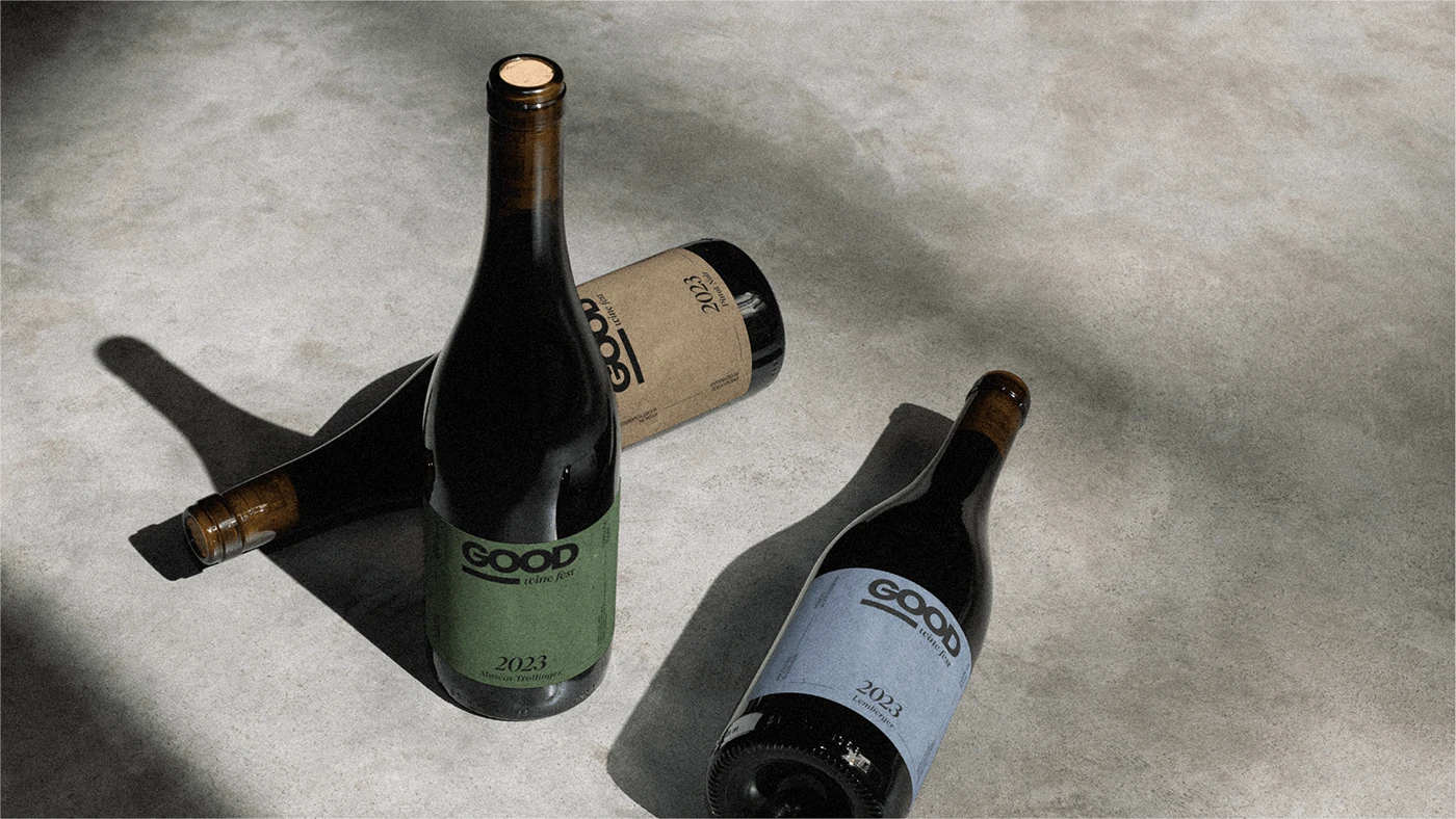 Three bottle of wine with label