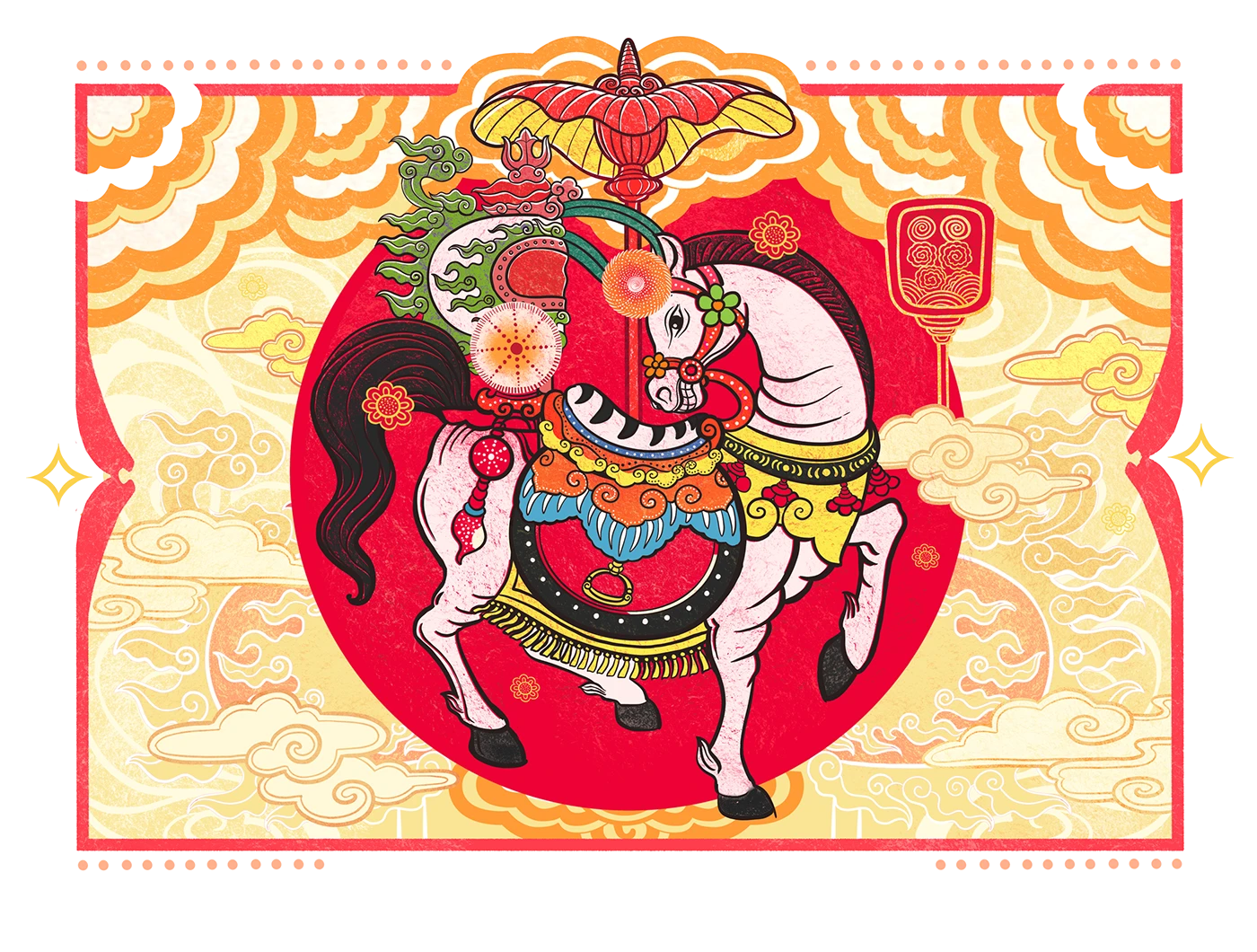 ILLUSTRATION Digital Art calendar house design dân gian Hàng Trống Ngựa tet key visual