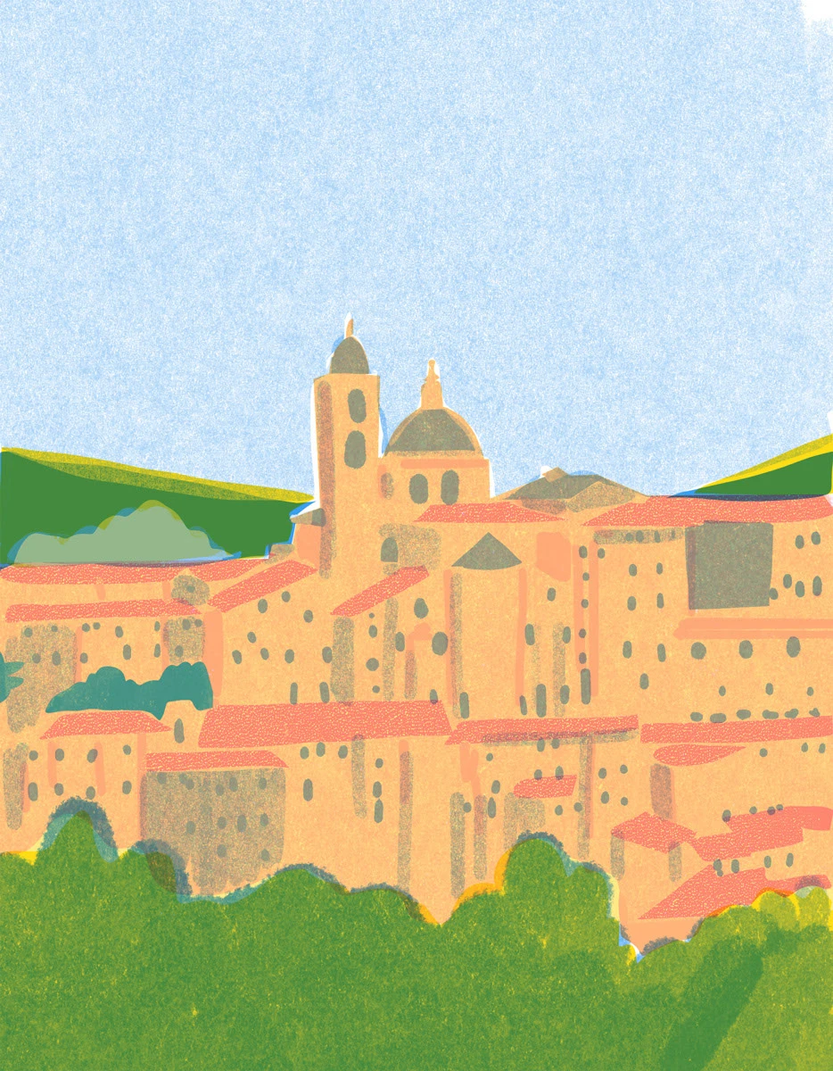 Italian food risograph ILLUSTRATION  italian illustrator Limited Color Palette retro illustration style vintage postcard Retro food illustration Digital Art 