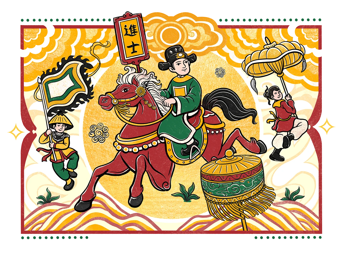 ILLUSTRATION Digital Art calendar house design dân gian Hàng Trống Ngựa tet key visual