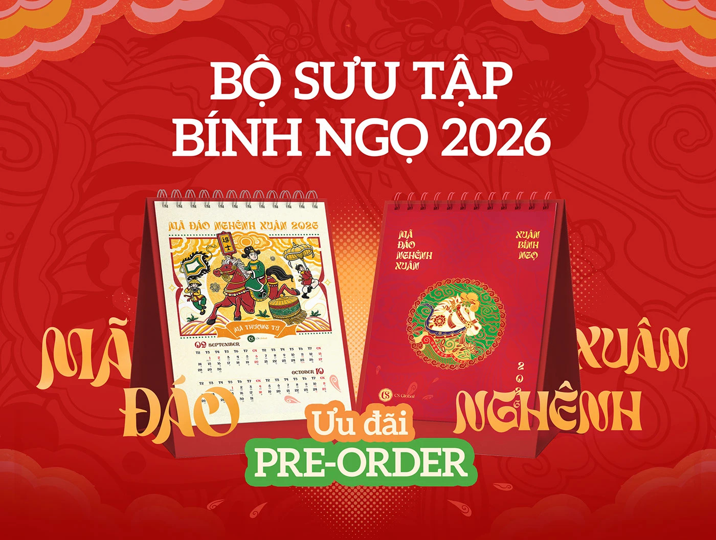 ILLUSTRATION Digital Art calendar house design dân gian Hàng Trống Ngựa tet key visual