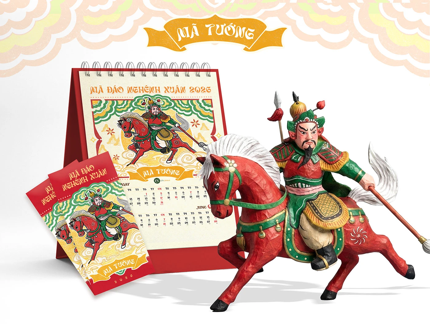 ILLUSTRATION Digital Art calendar house design dân gian Hàng Trống Ngựa tet key visual